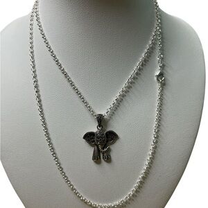 165 Marcasite 925 Thailand Silver Elephant Pendant Necklace on 925 Chain